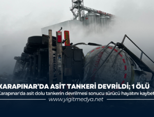 KARAPINAR’DA YAKIT TANKERİ DEVRİLDİ; 1 ÖLÜ