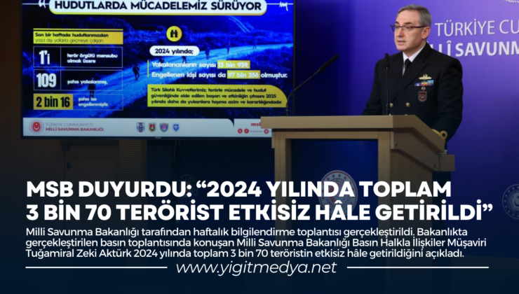 MSB DUYURDU: “2024 YILINDA TOPLAM 3 BİN 70 TERÖRİST ETKİSİZ HALE GETİRİLDİ”