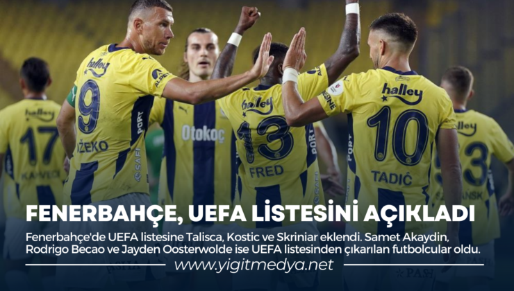 FENERBAHÇE, UEFA LİSTESİNİ AÇIKLADI