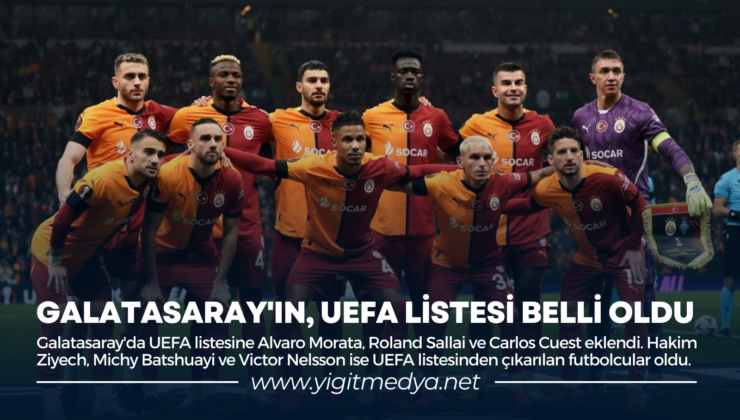 GALATASARAY’IN, UEFA LİSTESİ BELLİ OLDU