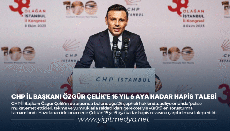 CHP İL BAŞKANI ÖZGÜR ÇELİK’E 15 YIL 6 AYA KADAR HAPİS TALEBİ