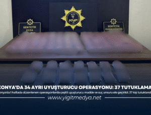KONYA’DA 34 AYRI UYUŞTURUCU OPERASYONU: 37 TUTUKLAMA