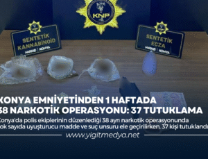 KONYA EMNİYETİNDEN 1 HAFTADA 38 NARKOTİK OPERASYONU: 37 TUTUKLAMA