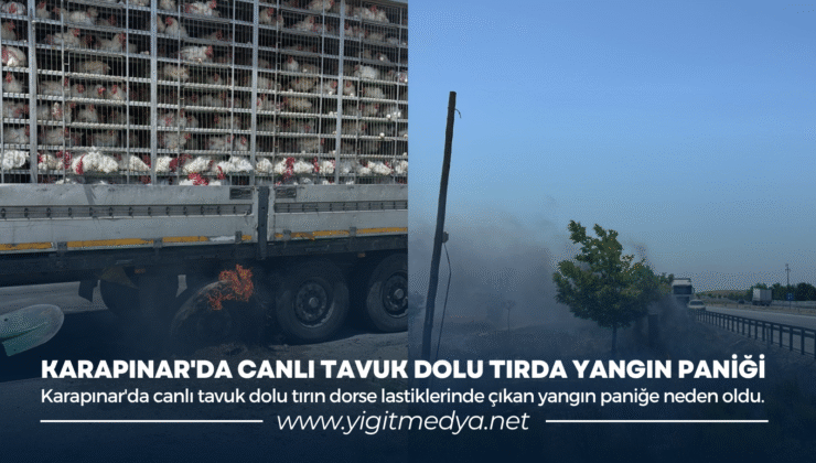 KARAPINAR’DA CANLI TAVUK DOLU TIRDA YANGIN PANİĞİ