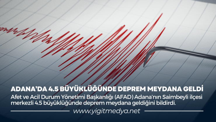 ADANA’DA 4.5 BÜYÜKLÜĞÜNDE DEPREM MEYDANA GELDİ