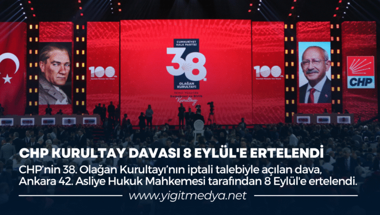 CHP KURULTAY DAVASI 8 EYLÜL’E ERTELENDİ