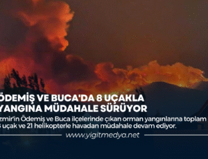 ÖDEMİŞ VE BUCA’DA 8 UÇAKLA YANGINA MÜDAHALE SÜRÜYOR