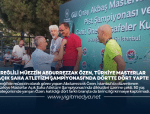 EREĞLİLİ MÜEZZİN ABDURREZZAK ÖZEN, TÜRKİYE MASTERLAR AÇIK SAHA ATLETİZM ŞAMPİYONASI’NDA DÖRTTE DÖRT YAPTI