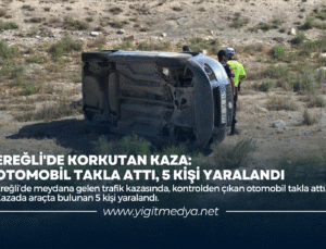 EREĞLİ’DE KORKUTAN KAZA: OTOMOBİL TAKLA ATTI, 5 KİŞİ YARALANDI