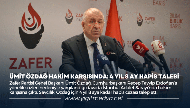 ÜMİT ÖZDAĞ HAKİM KARŞISINDA: 4 YIL 8 AY HAPİS TALEBİ