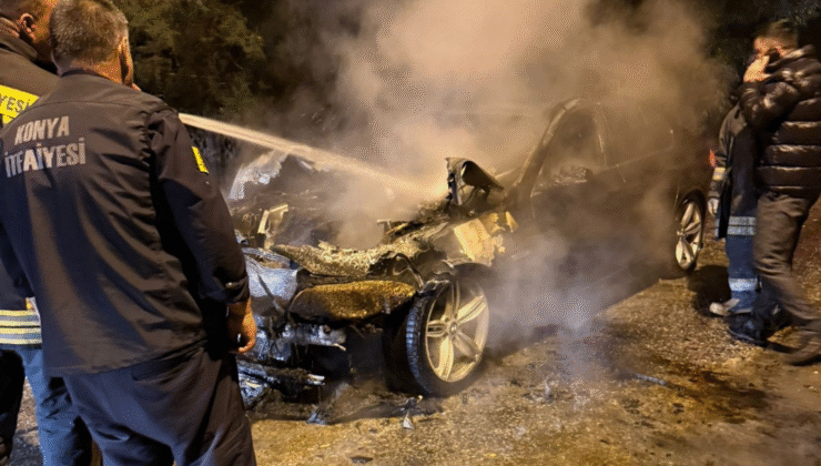 KARAPINAR’DA SEYİR HALİNDEKİ OTOMOBİL ALEV ALDI