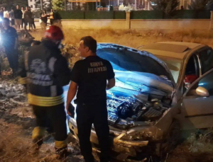 EREĞLİ’DE OTOMOBİL BOŞ ARSAYA SAVRULDU
