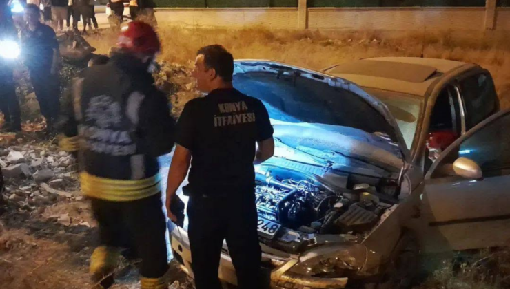 EREĞLİ’DE OTOMOBİL BOŞ ARSAYA SAVRULDU